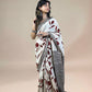 White Fakira Assam Silk Handblock Printed Saree