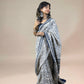 White Fakira Assam Silk Handblock Printed Saree