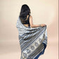 White Fakira Assam Silk Handblock Printed Saree