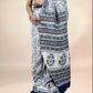 White Fakira Assam Silk Handblock Printed Saree