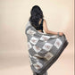 White Fakira Assam Silk Handblock Printed Saree