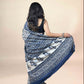 Navy Blue  Fakira Assam Silk Handblock Printed Saree