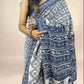 Navy Blue  Fakira Assam Silk Handblock Printed Saree