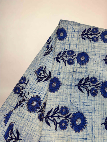Multicolor Brush Hand Block Printed Fabric | Blue