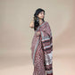 Maroon Fakira Assam Silk Handblock Printed Saree