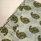 Multicolor Brush Hand Block Printed Fabric | Dark green