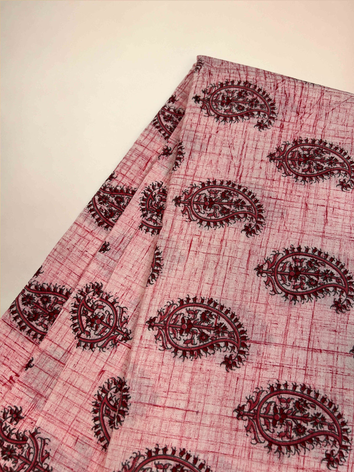 Multicolor Brush Hand Block Printed Fabric | Pink