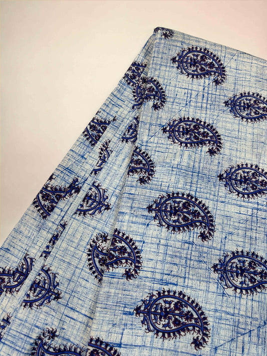 Multicolor Brush Hand Block Printed Fabric | Blue