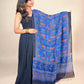 Multicolor Ajrakh Linen Handblock Printed Dupatta | Royal Blue
