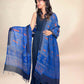 Multicolor Ajrakh Linen Handblock Printed Dupatta | Royal Blue