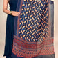 Black Ajrakh Linen Handblock Printed Dupatta