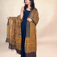Multicolor Ajrakh Linen Handblock Printed Dupatta | Mustard