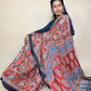 Rust Red Ajrakh Modal Handblock Printed Saree