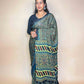 Teal Green Ajrakh Modal Handblock Printed Saree