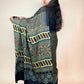 Teal Green Ajrakh Modal Handblock Printed Saree