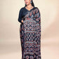 Black Ajrakh Modal Handblock Printed Saree