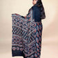 Black Ajrakh Modal Handblock Printed Saree