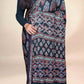 Black Ajrakh Modal Handblock Printed Saree