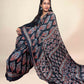 Black Ajrakh Modal Handblock Printed Saree