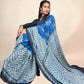 Royal Blue Ajrakh Modal Handblock Printed Saree