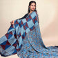Sky Blue Ajrakh Modal Handblock Printed Saree