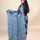 Sky Blue Ajrakh Modal Handblock Printed Saree
