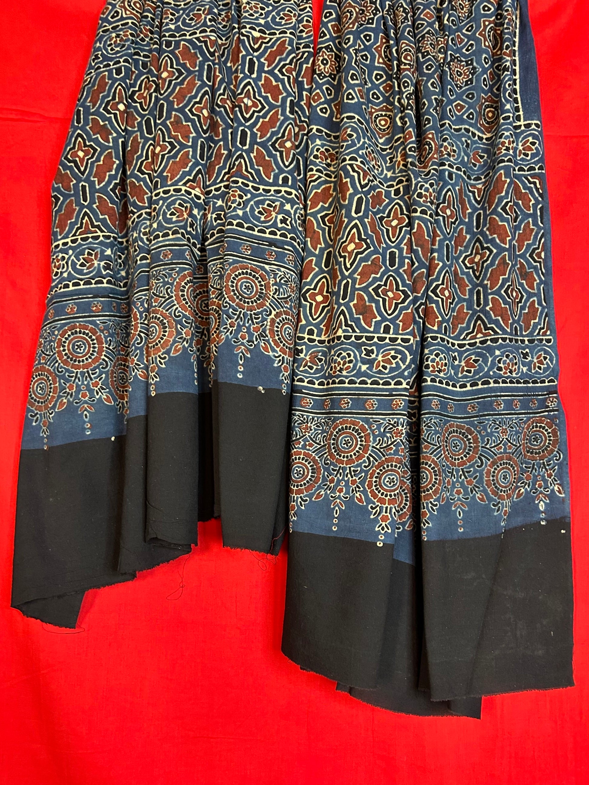 Blue Ajrakh Print Cotton Dupatta with Traditional Ethnic Design