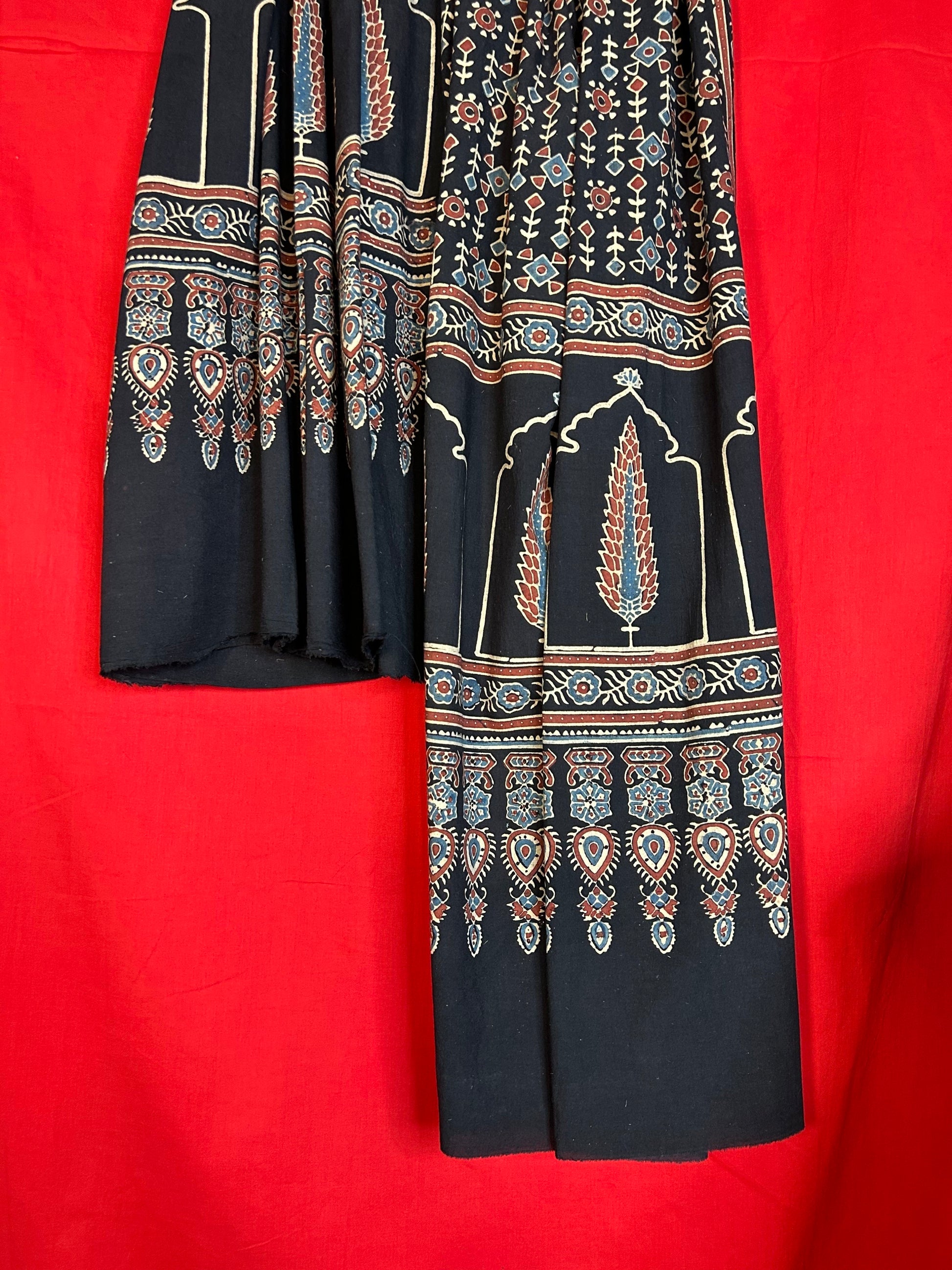 Traditional Ajrakh Cotton Handblock Printed Dupatta