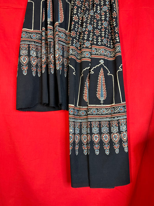 Traditional Ajrakh Cotton Handblock Printed Dupatta