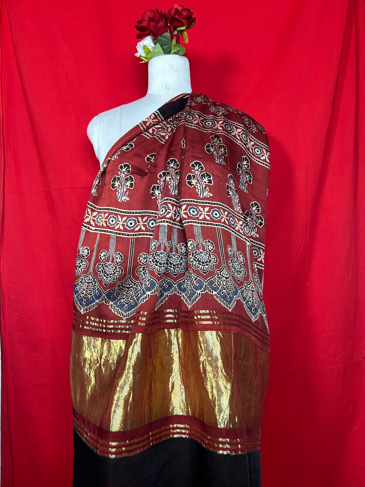 Ajrakh Handblock Printed Lagdipatta Modal Dupatta