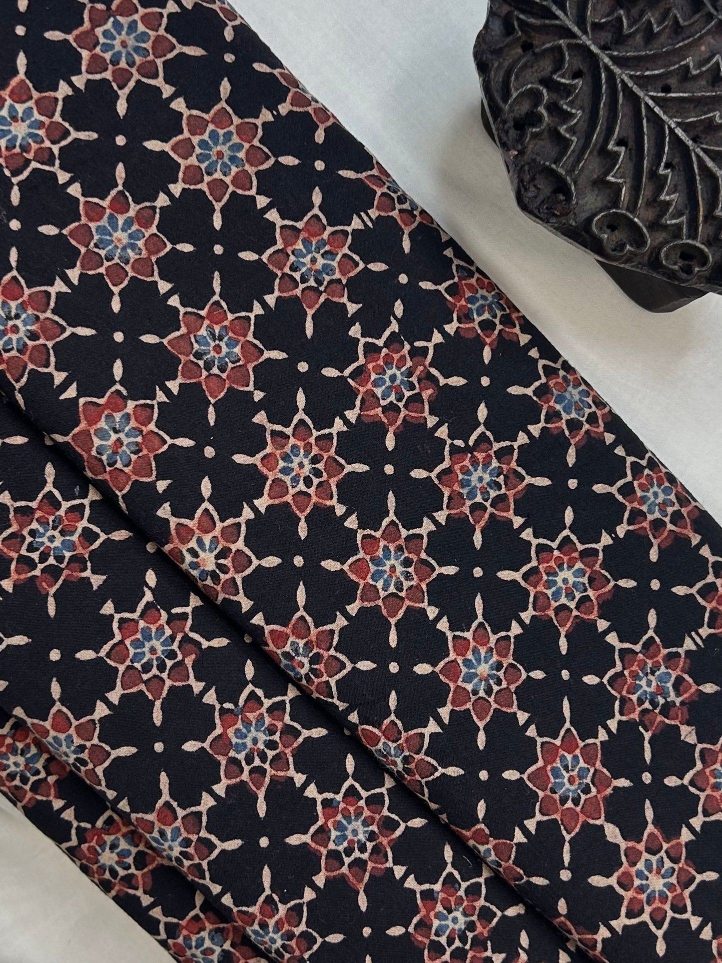 Ajrakh Handblock Printed Cotton Fabric