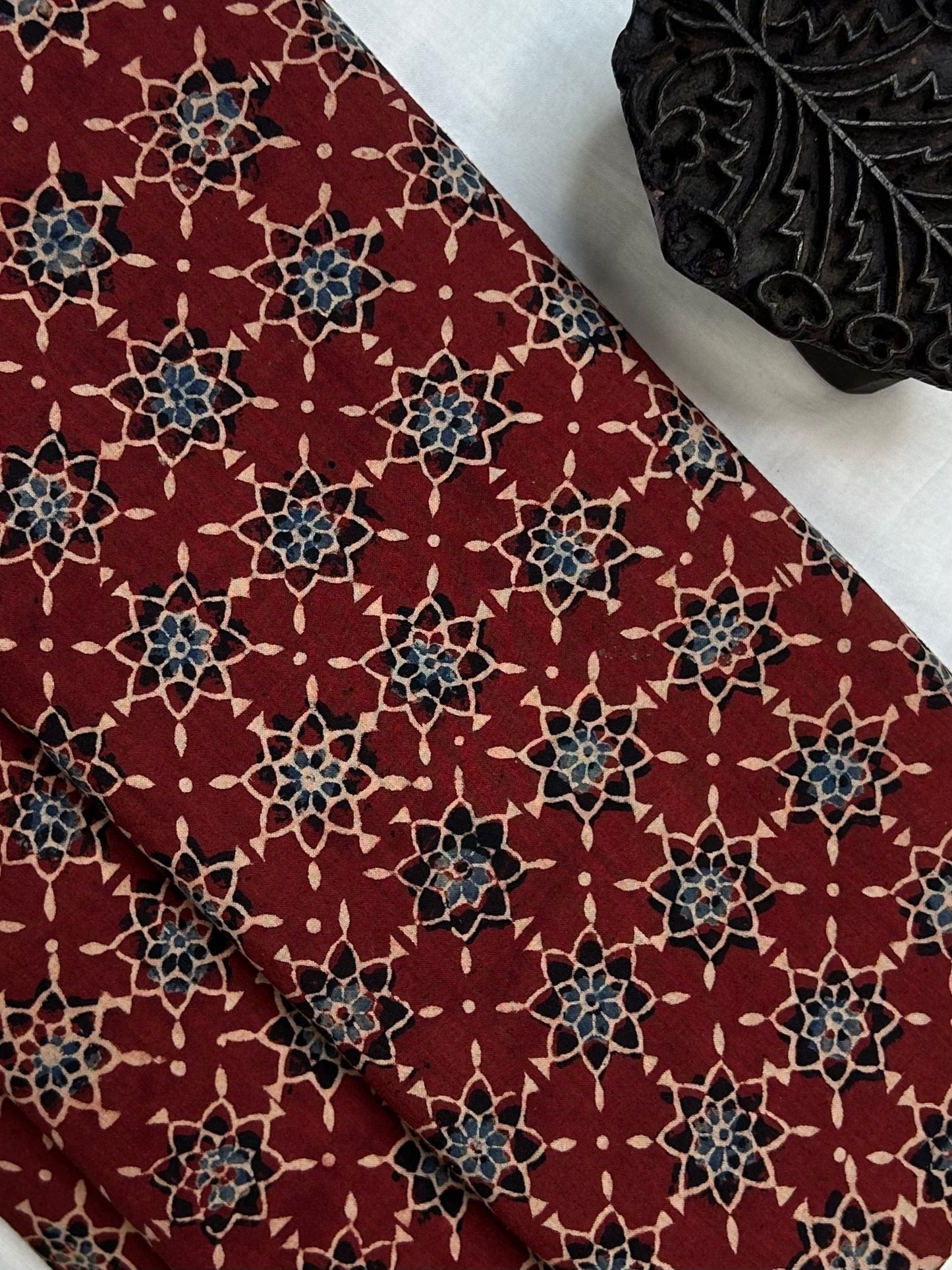 Ajrakh Handblock Printed Cotton Fabric