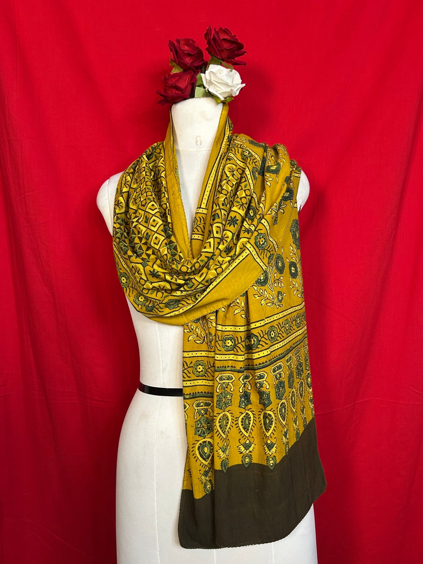 Ajrakh Handblock Printed Cotton Stoles