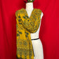 Yellow Ajrakh Print Cotton Dupatta with Traditional Floral Design