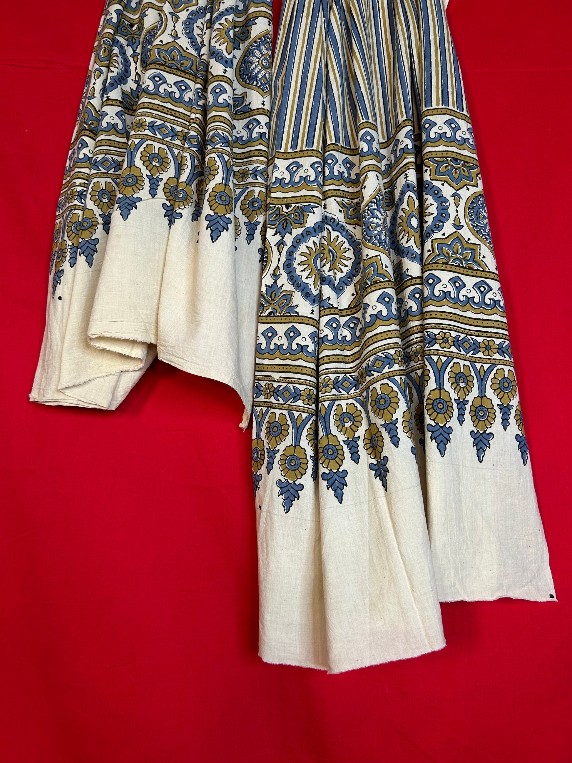 Handcrafted Ajrakh Cotton Dupatta with Ethnic Floral Pattern