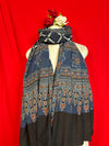 Blue and Black Ajrakh Handblock Printed Cotton Dupatta for Women