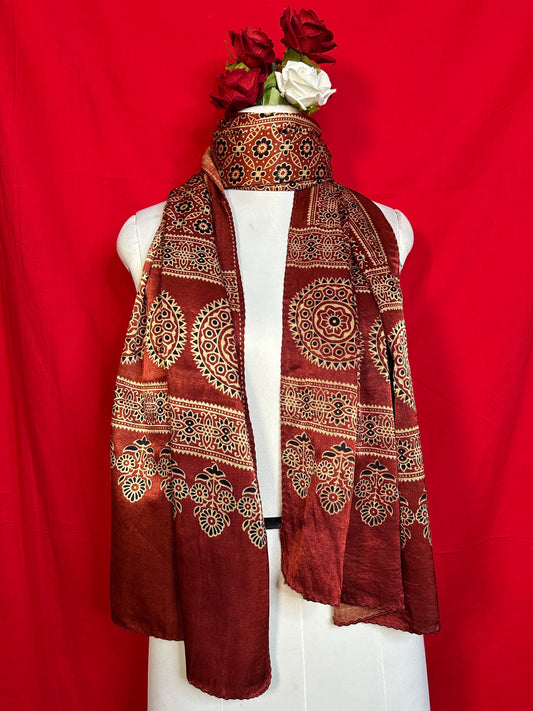 Ajrakh Handblock Printed Gaji Stoles