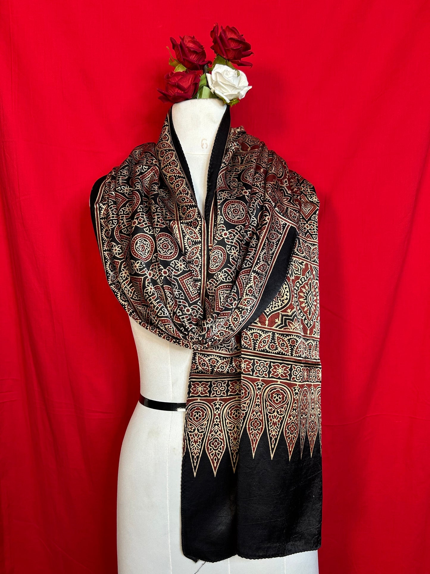Ajrakh Handblock Printed Gaji Stoles