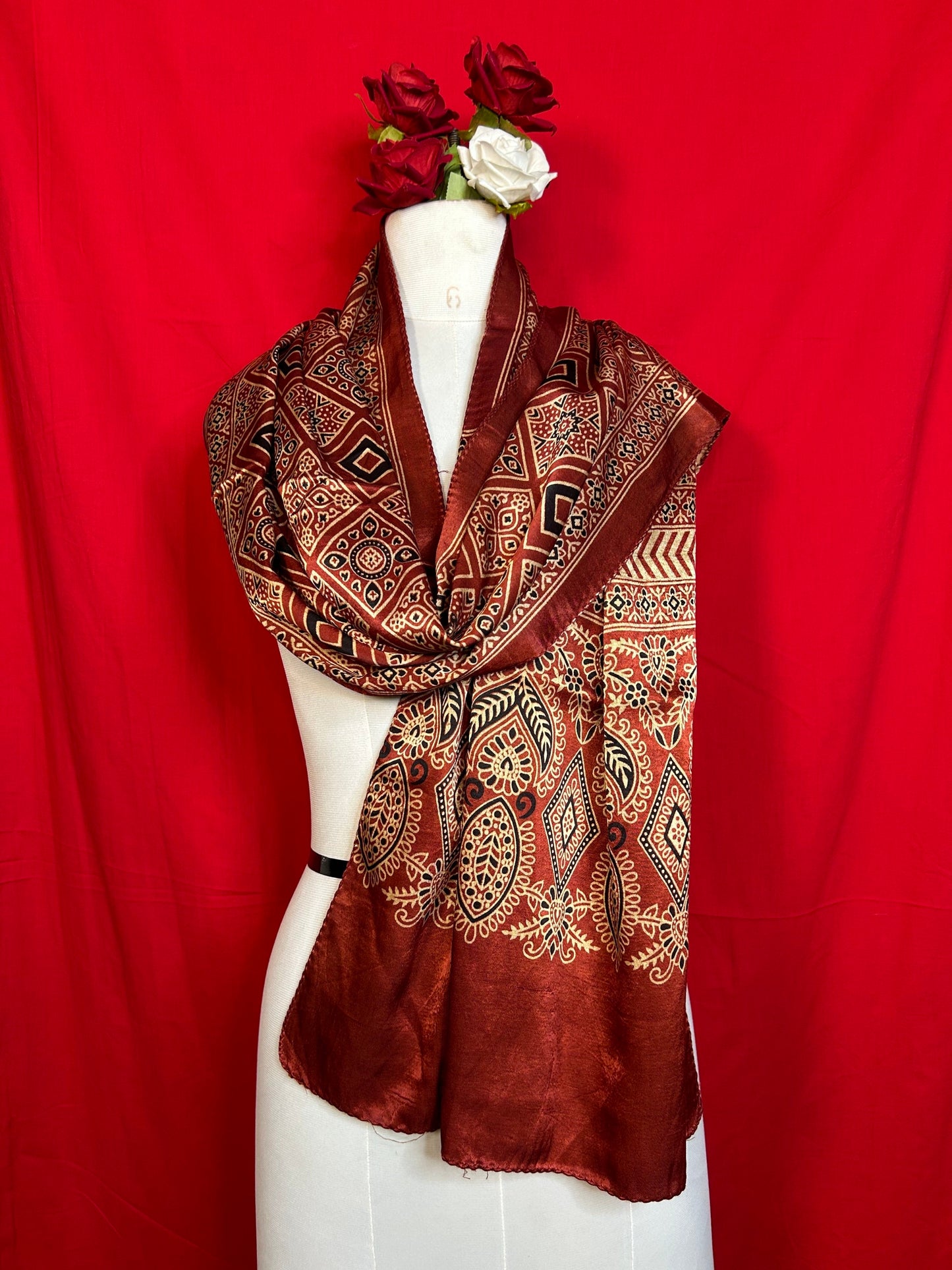 Ajrakh Handblock Printed Gaji Stoles