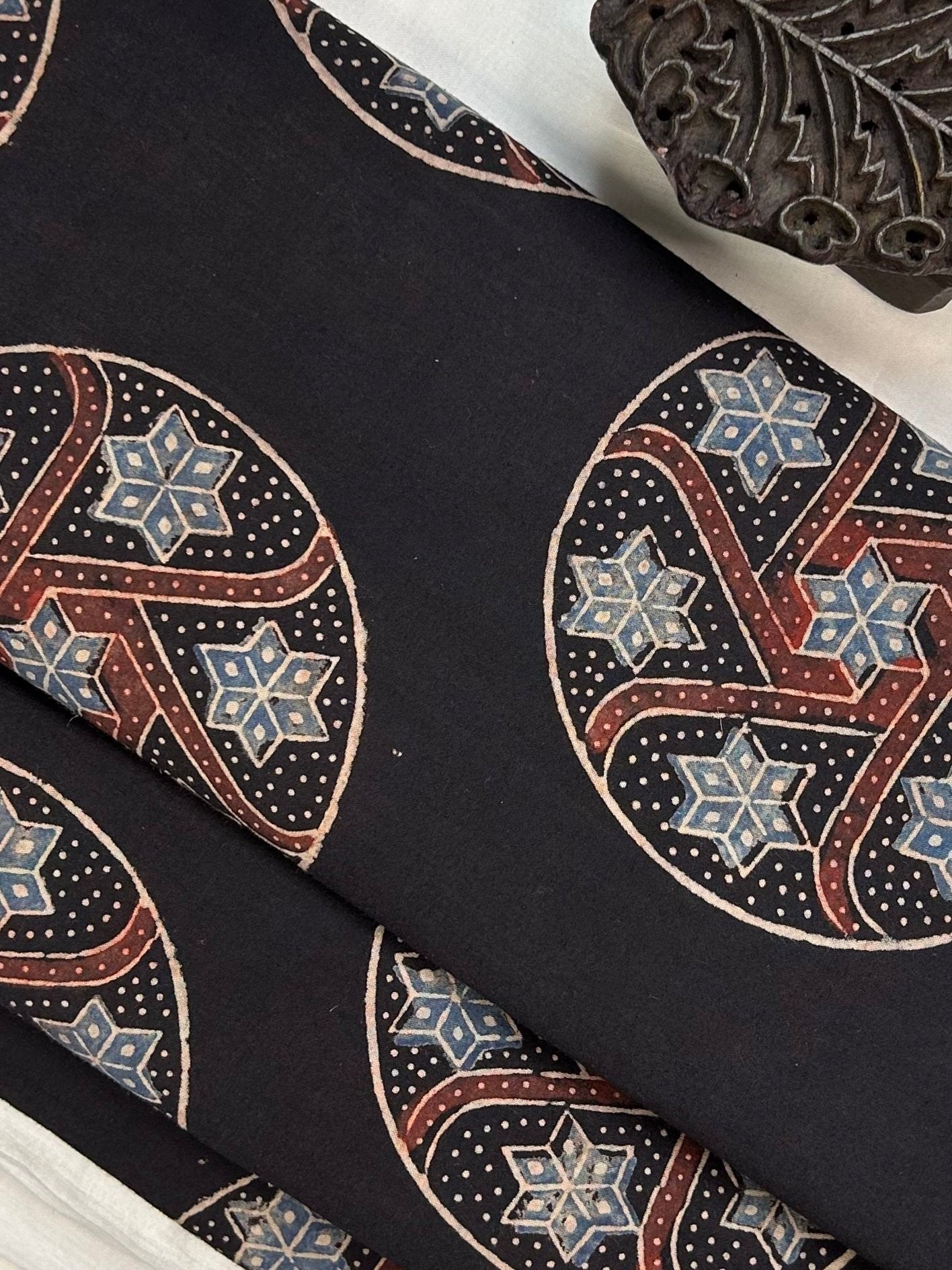 Ajrakh Handblock Printed Cotton Fabric