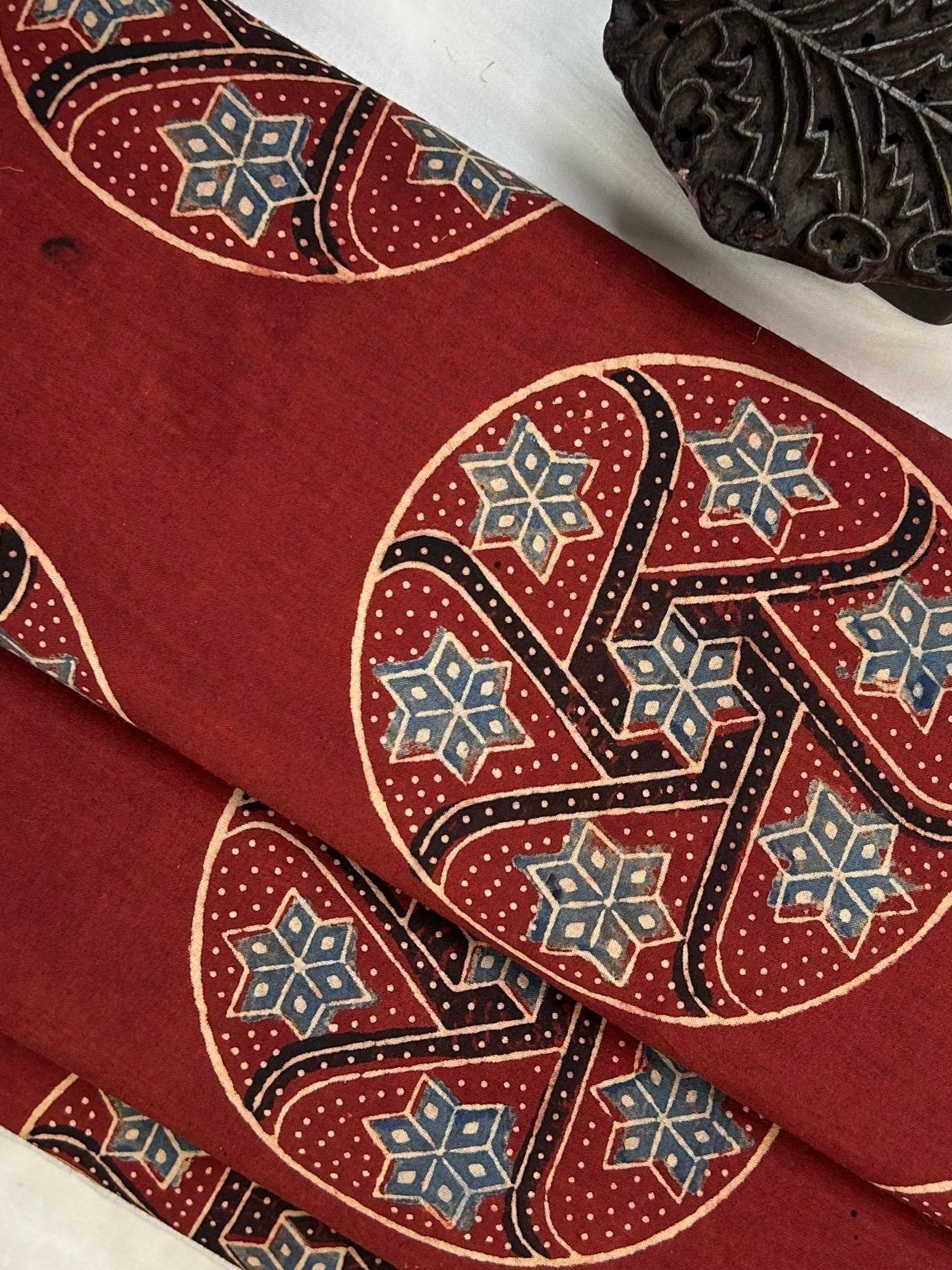 Ajrakh Handblock Printed Cotton Fabric