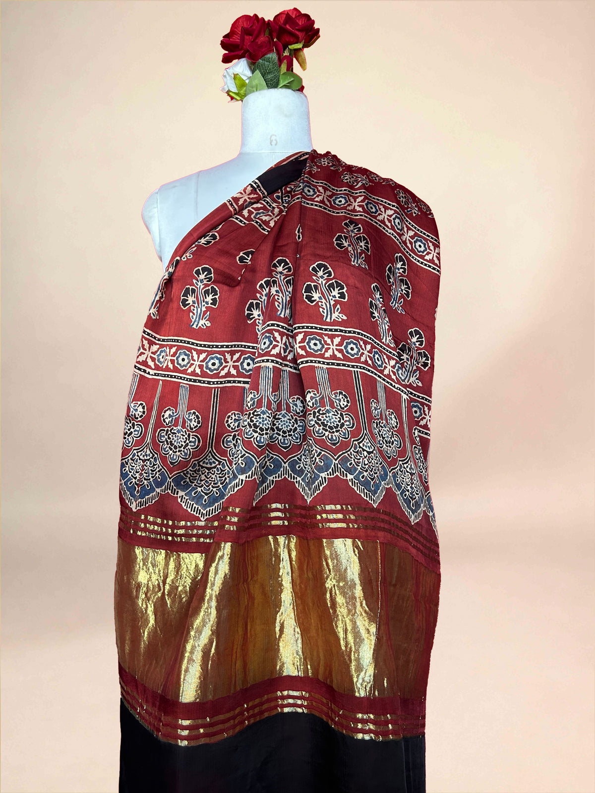 Ajrakh Handblock Printed Lagdipatta Modal Dupatta