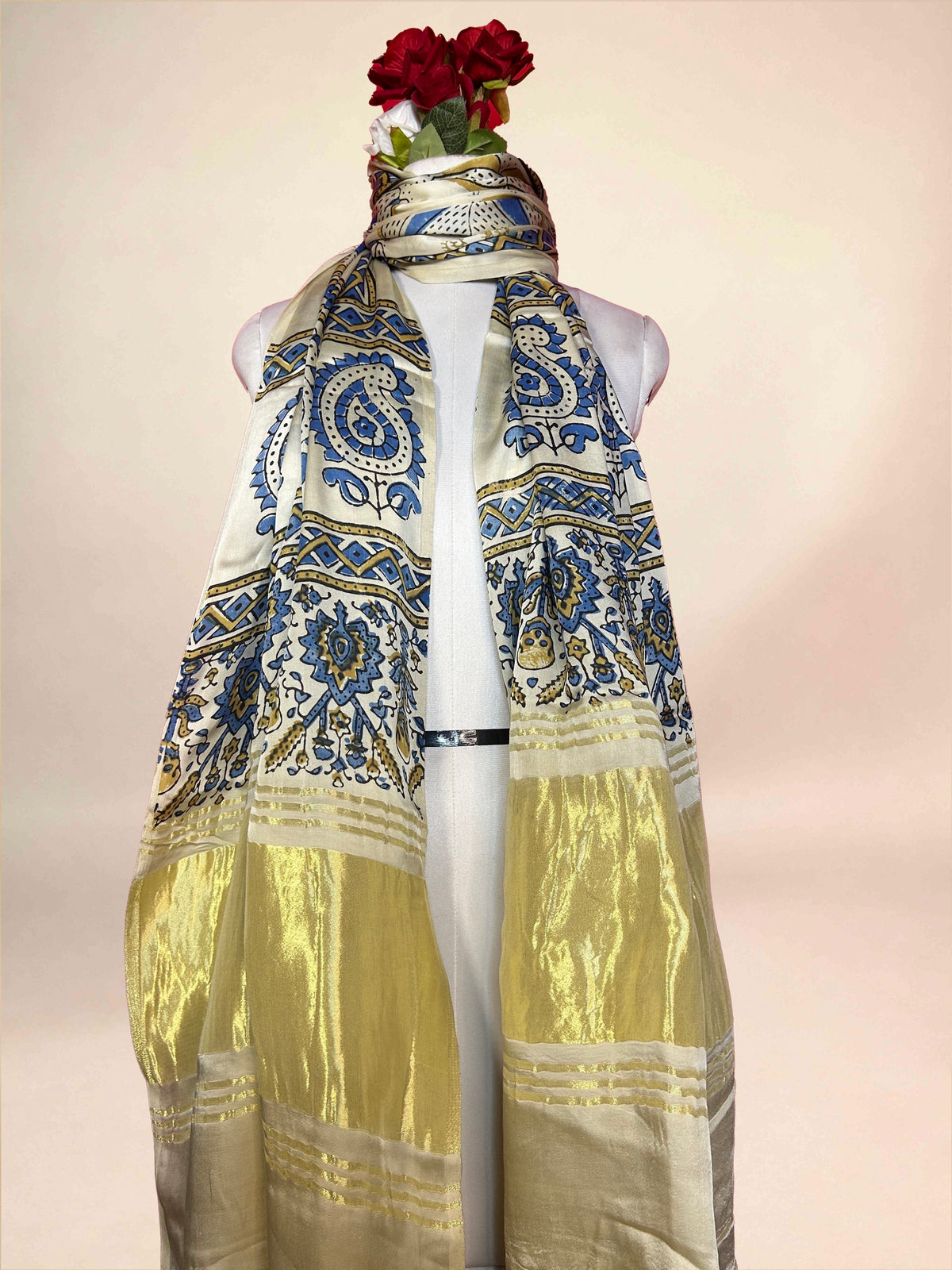 Ajrakh Handblock Printed Lagdipatta Modal Dupatta