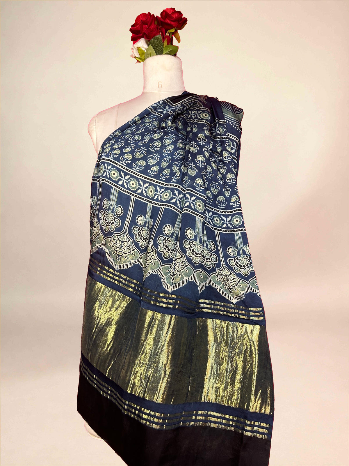 Ajrakh Handblock Printed Lagdipatta Modal Dupatta