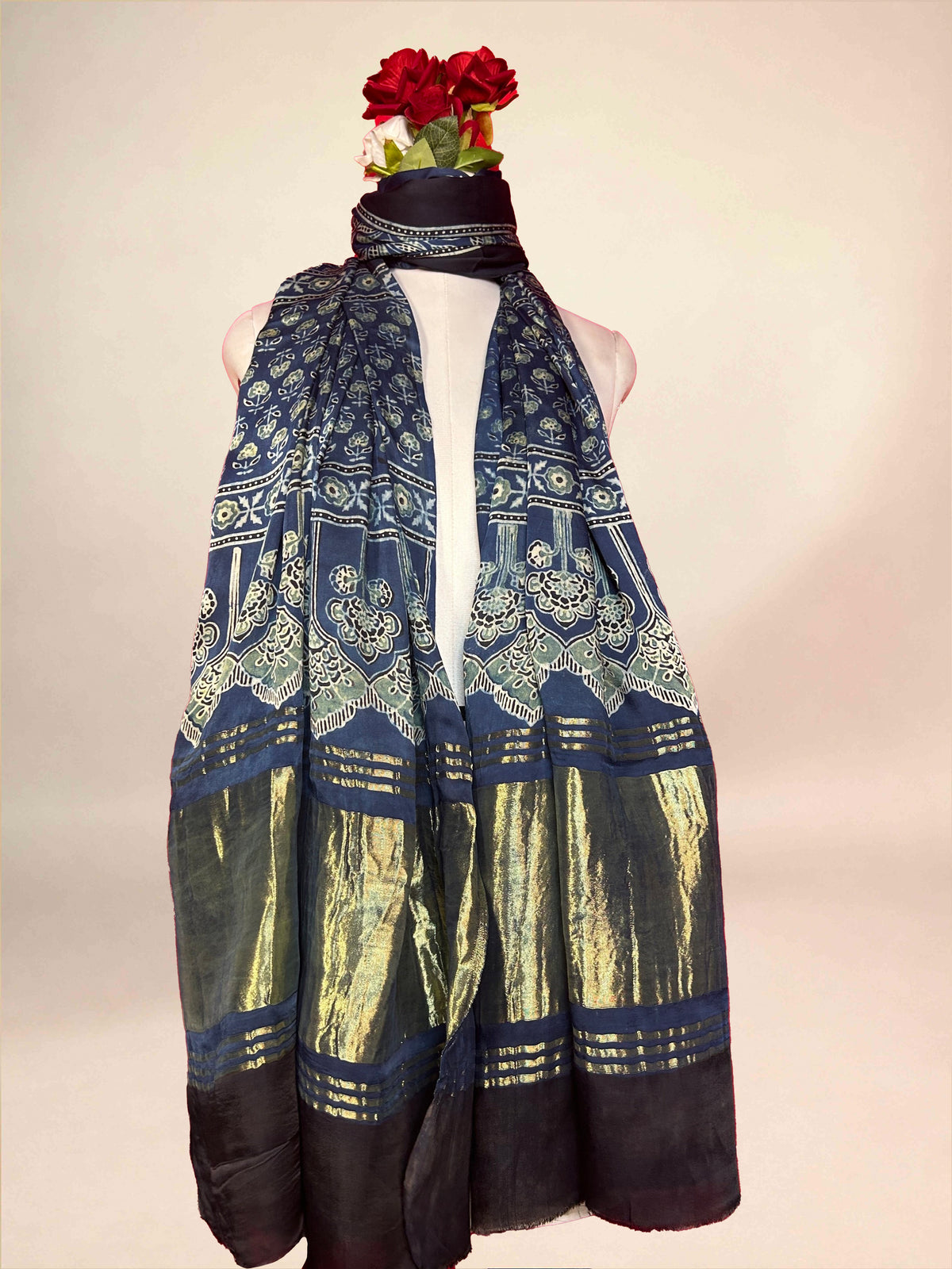 Ajrakh Handblock Printed Lagdipatta Modal Dupatta