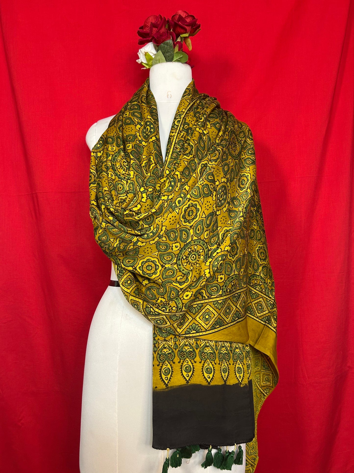 Ajrakh Handblock Printed Modalsilk Dupatta