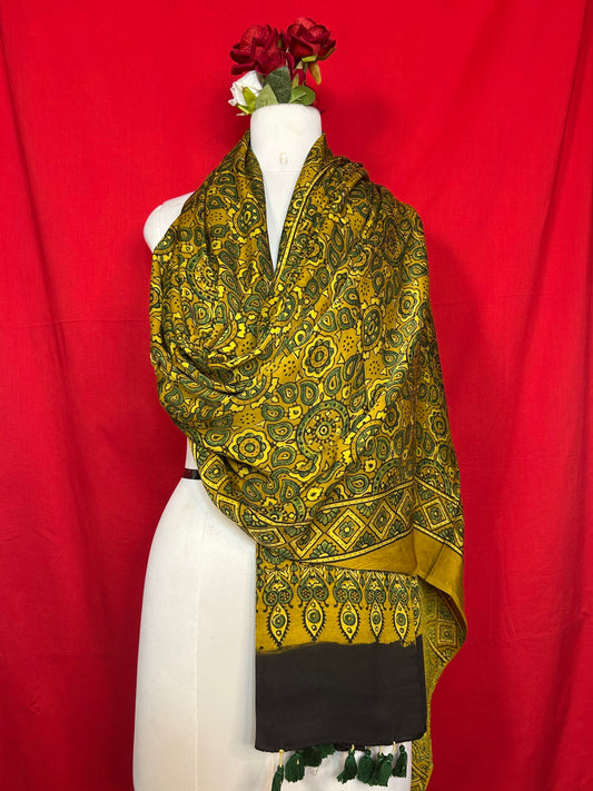 Ajrakh Handblock Printed Modalsilk Dupatta