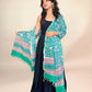 Teal Green Anokhi handblock printed cotton dupatta