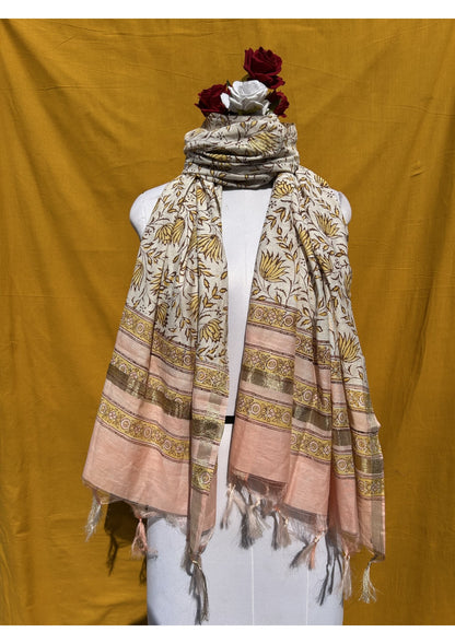 Anokhi Cotton Chanderi Handblock Printed Dupatta