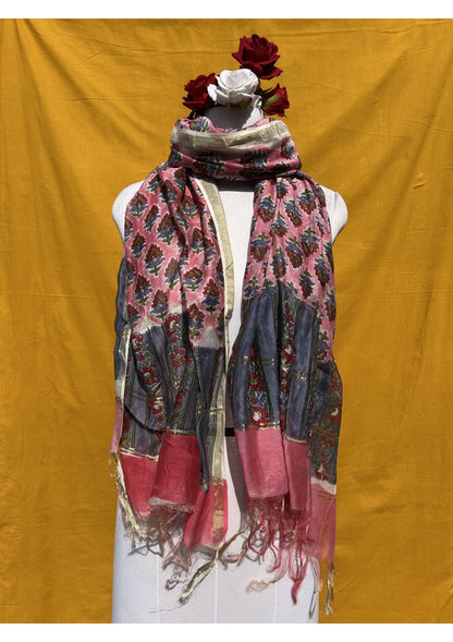 Anokhi Cotton Chanderi Handblock Printed Dupatta